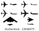 Vector silhouettes of military jets.