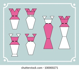 Vector silhouettes of modern dresses