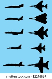 The vector silhouettes of the modern US fighters