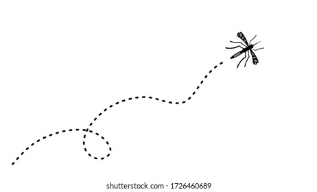 Vector silhouettes of Mosquitoes on white background