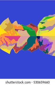 vector silhouettes of mountain peaks