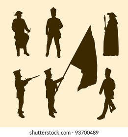 Vector silhouettes of napoleon soldiers