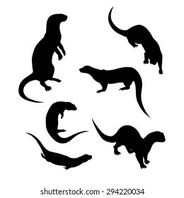 Vector silhouettes of a otter.