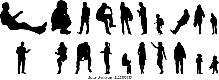 Vector Silhouettes Outline Silhouettes People Contour Stock Vector ...