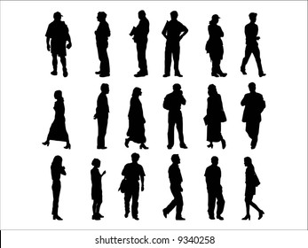 Vector silhouettes of people in all kinds of activities