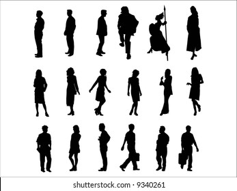 Vector silhouettes of people in all kinds of activities