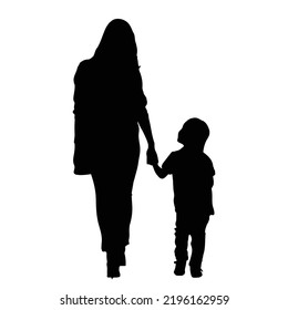 Vector silhouettes of people, black color isolated on white background