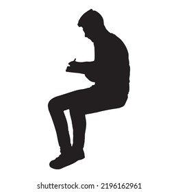 Vector silhouettes of people, black color isolated on white background