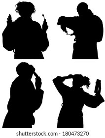 Vector silhouettes of people in different situations.