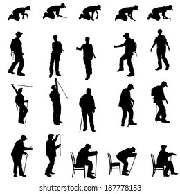 Siluetas de Vector de personas en diferentes situaciones.