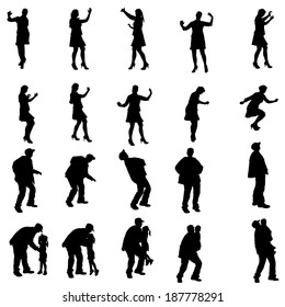 Vector silhouettes of people in different situations.
