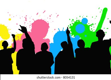 vector - silhouettes of people doing a demonstration