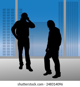 Vector silhouettes of people in the office.