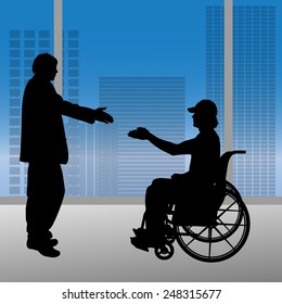 Vector silhouettes of people in the office.