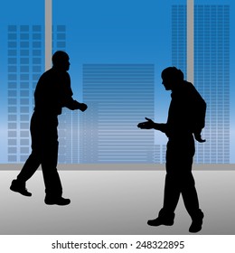 Vector silhouettes of people in the office.