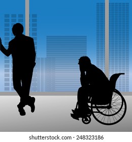 Vector silhouettes of people in the office.