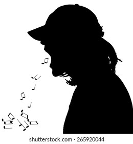 Vector silhouettes of people on black background.