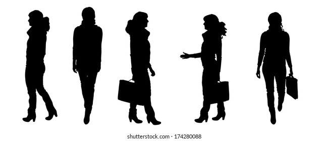 vector Silhouettes of people on a white background 