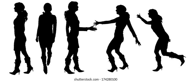 vector Silhouettes of people on a white background 