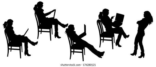 vector Silhouettes of people on a white background 
