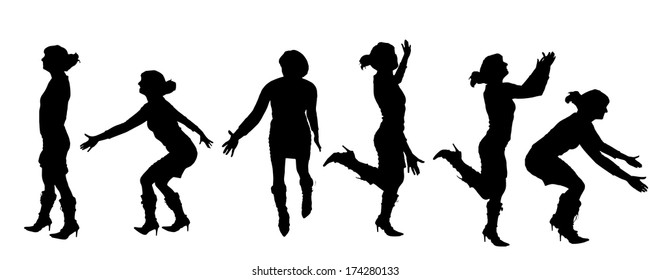 vector Silhouettes of people on a white background 