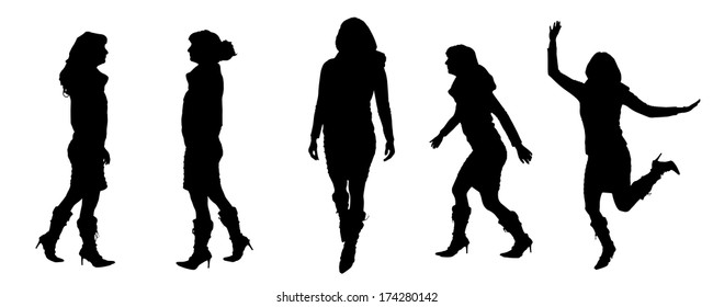 vector Silhouettes of people on a white background 