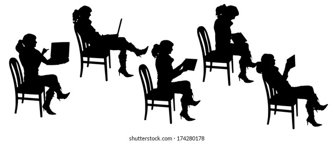 vector Silhouettes of people on a white background 
