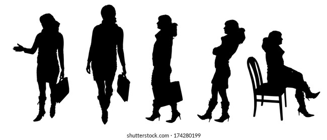 vector Silhouettes of people on a white background 