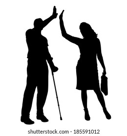 Vector silhouettes of people on a white background.