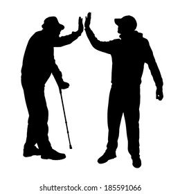 Vector silhouettes of people on a white background.