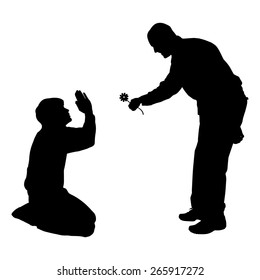 Vector silhouettes of people on a white background.