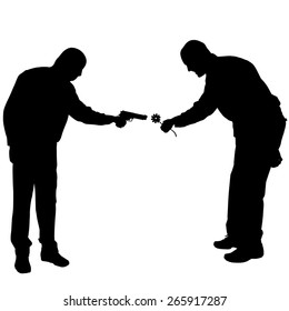Vector silhouettes of people on a white background.