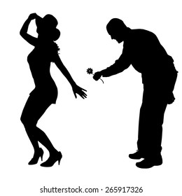Vector silhouettes of people on a white background.