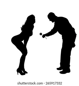 Vector silhouettes of people on a white background.