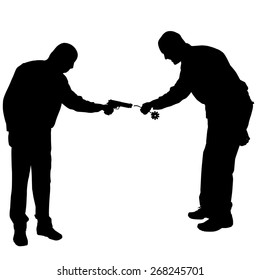 Vector silhouettes of people on a white background.