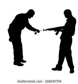 Vector silhouettes of people on a white background.