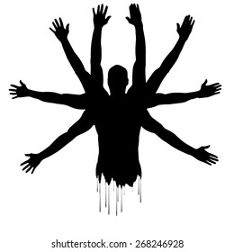 Vector silhouettes of people on a white background.