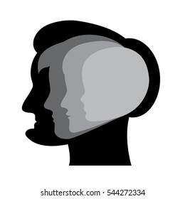 Vector silhouettes people in profile on white background. Generation of woman from infants to seniors.