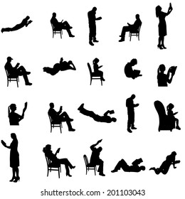 Vector Silhouettes People Sitting Chair Stock Vector (Royalty Free ...