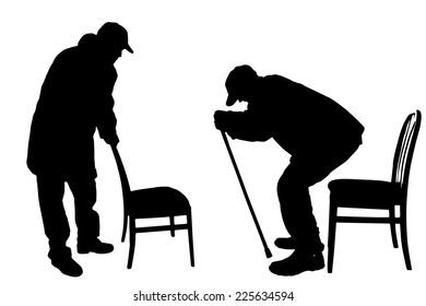 Vector silhouettes of people sitting on a chair.