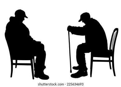 Vector silhouettes of people sitting on a chair.
