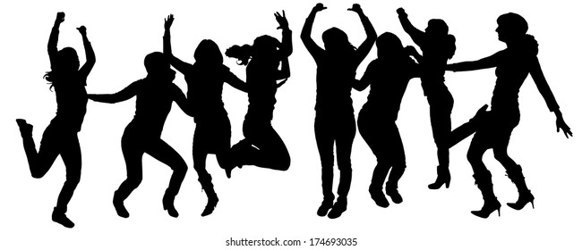 Vector Silhouettes People Who Dance Jump Stock Vector Royalty Free 174693035 Shutterstock 