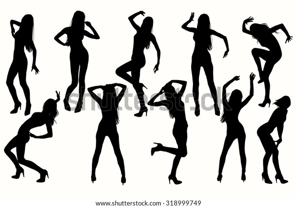 Vector Silhouettes Posing Girl Stock Vector (Royalty Free) 318999749 ...