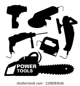 Vector silhouettes of power tools