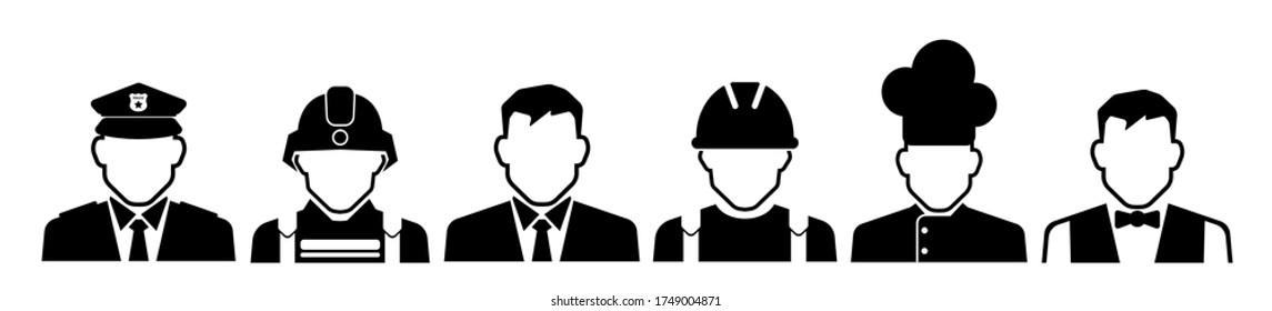 vector silhouettes of profession icon