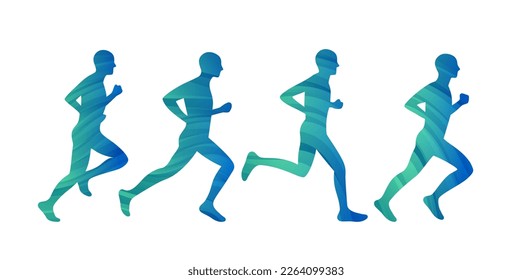 Vector Silhouettes of Runners. Minimalist Design Concept for Marathon Logo, Competitions Icon and Symbol for Runners Sport School.