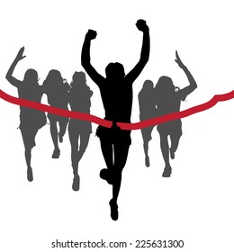 Vector silhouettes of runners in the race.