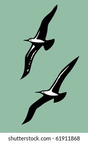 siluetas vectoriales de aves marinas