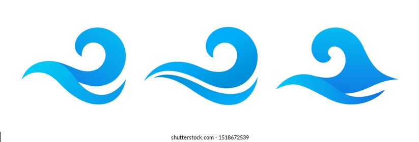 Vector silhouettes of sea waves. Vector graphic symbols for logo design. Sea wave elements collection.