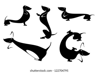 Vector silhouettes set of the dachshund